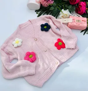 Pink flower cardigan