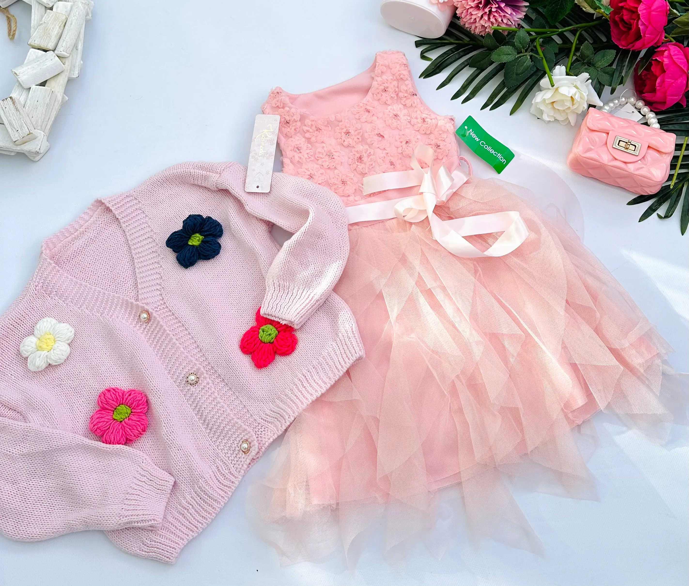 Pink flower cardigan