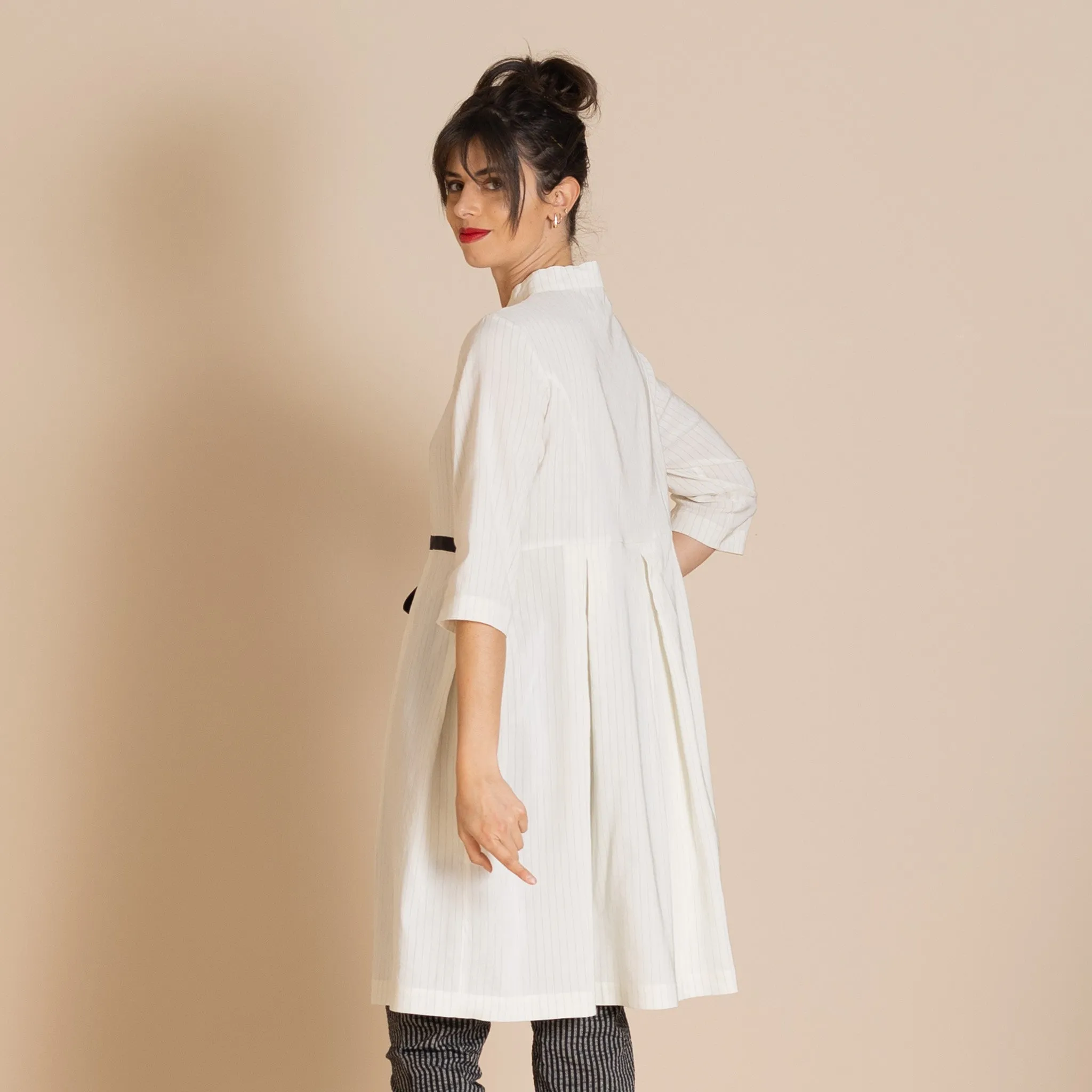 pinstripe concert monastic coat