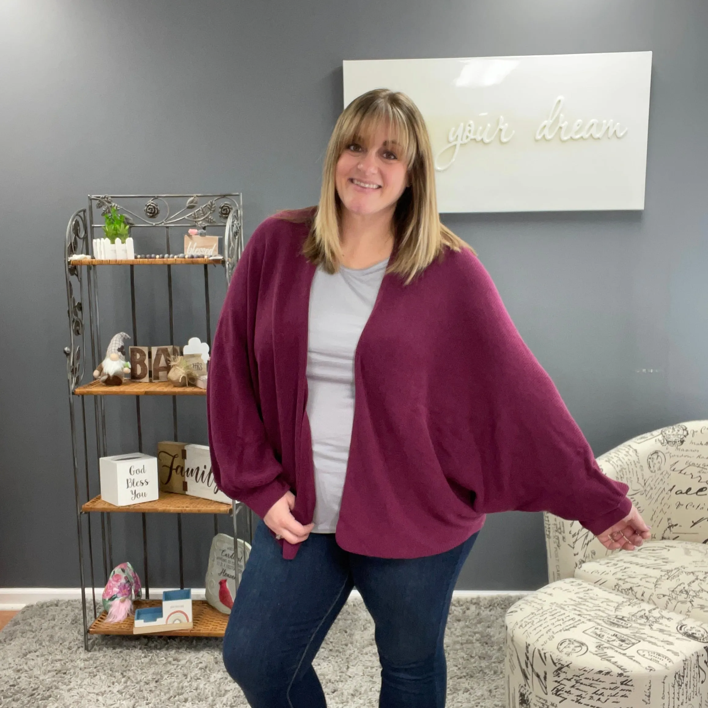 Plum Cocoon Cardigan