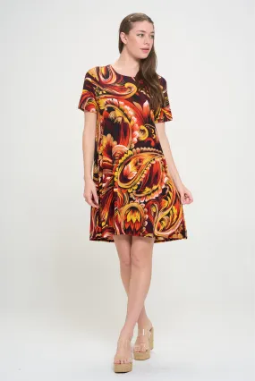 Print Missy Dress Short Sleeve-7004BN-SRP1-W435