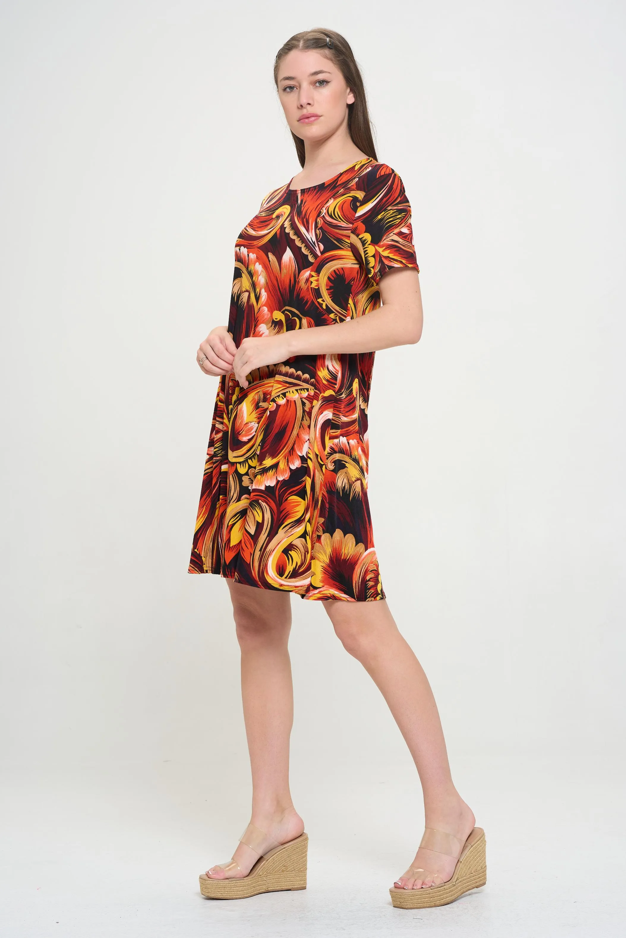 Print Missy Dress Short Sleeve-7004BN-SRP1-W435