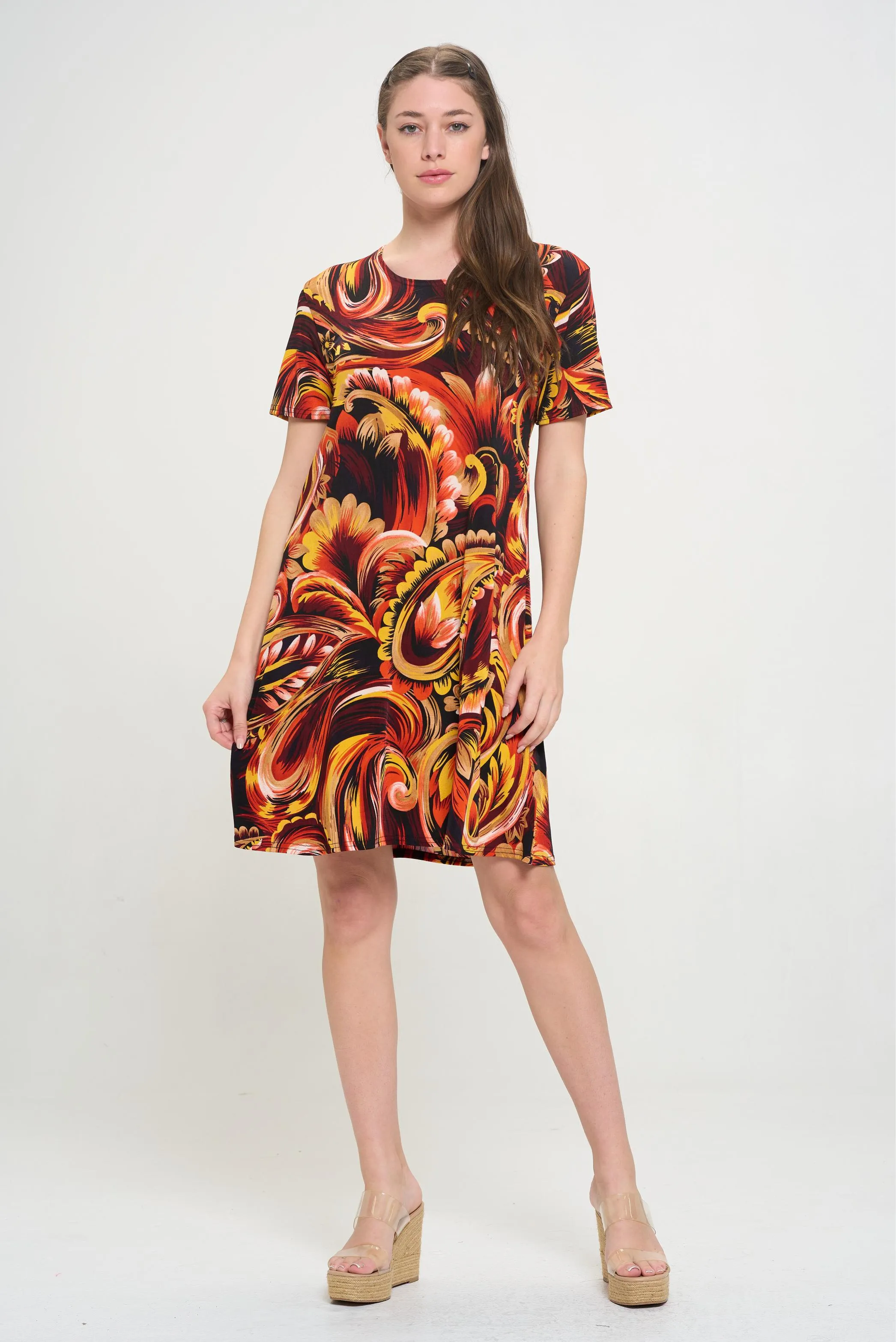 Print Missy Dress Short Sleeve-7004BN-SRP1-W435