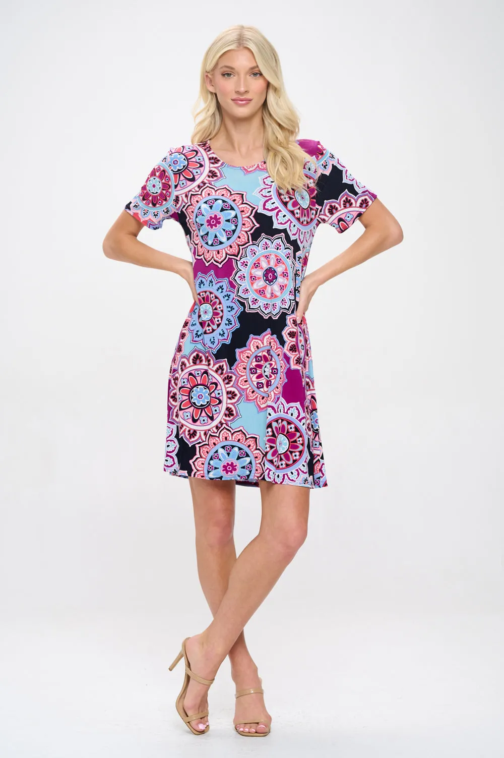 Print Missy Dress Short Sleeve-7004BN-SRP1-W439