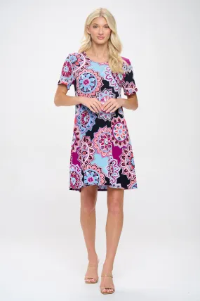 Print Missy Dress Short Sleeve-7004BN-SRP1-W439