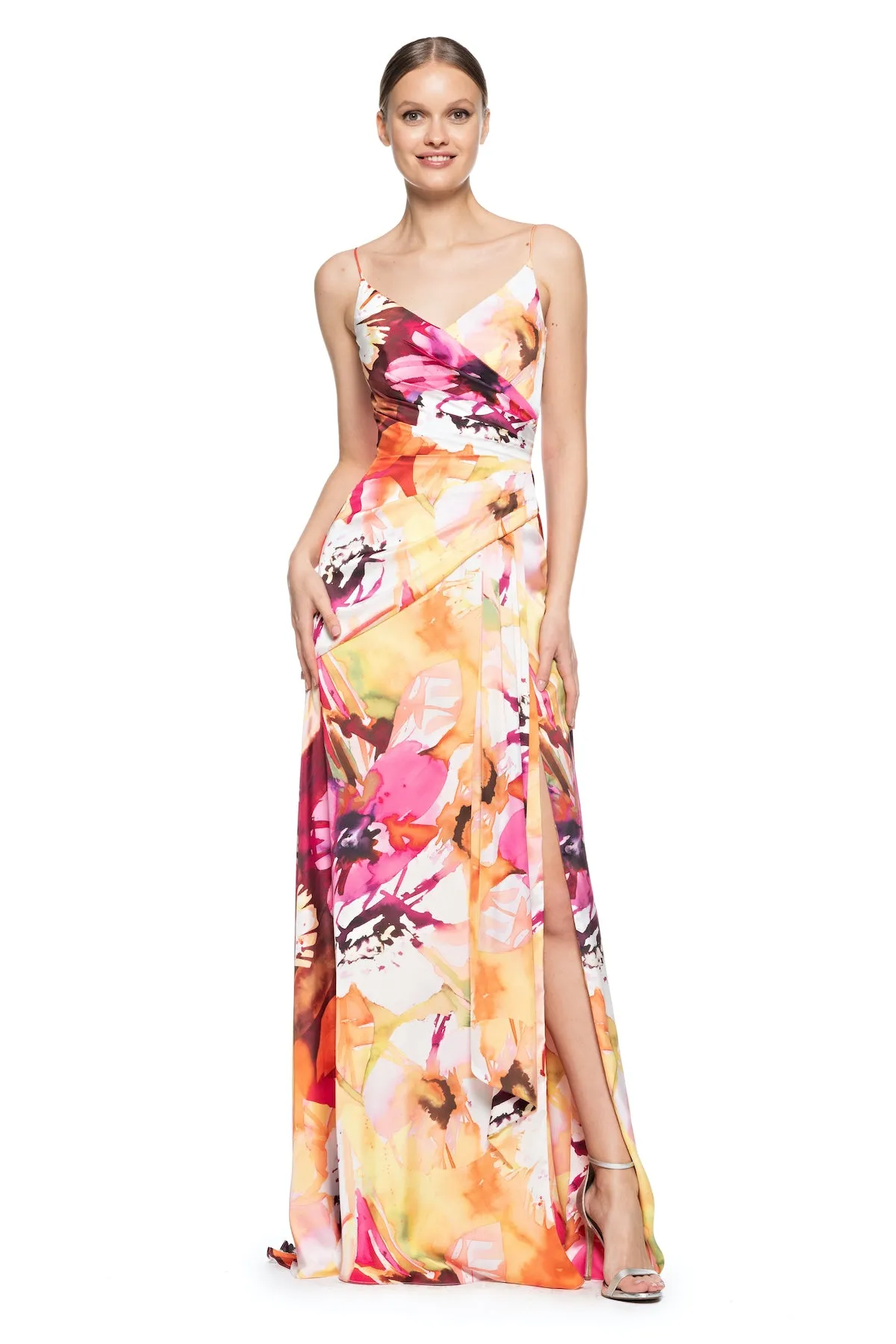 Printed Charmeuse Gown