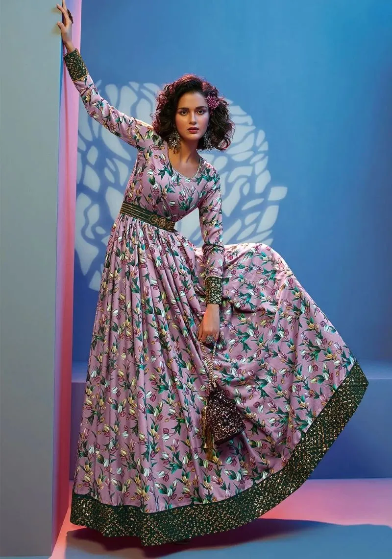 Printed Crepe Party Wear Designer Anarkali Gown