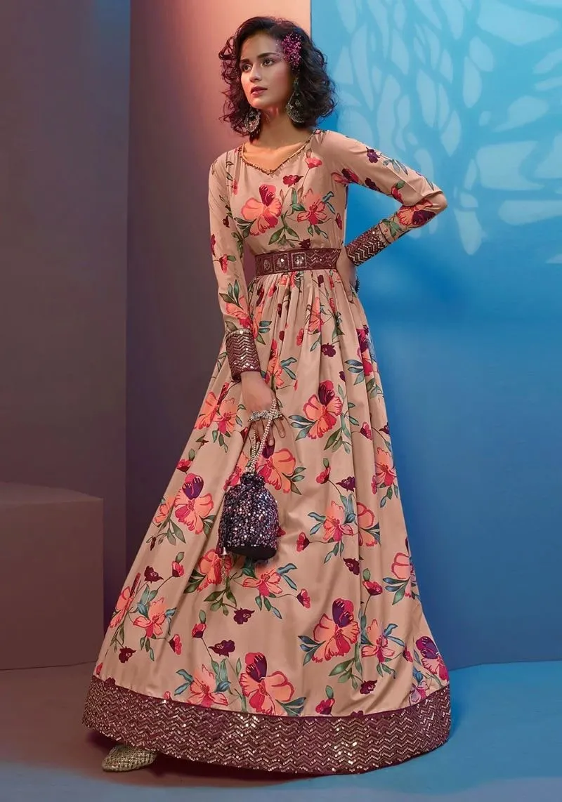 Printed Crepe Party Wear Designer Anarkali Gown