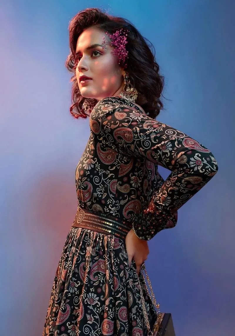 Printed Crepe Party Wear Designer Anarkali Gown