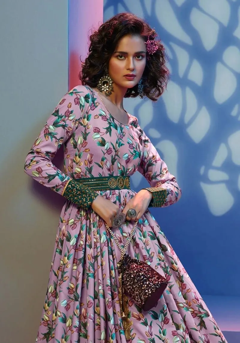 Printed Crepe Party Wear Designer Anarkali Gown