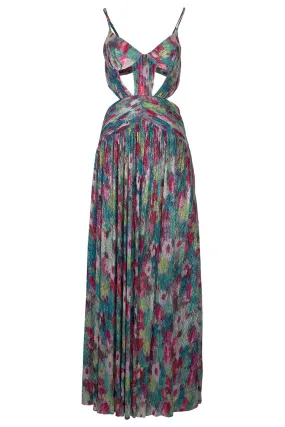 Printed Lurex Sleeveless Gown