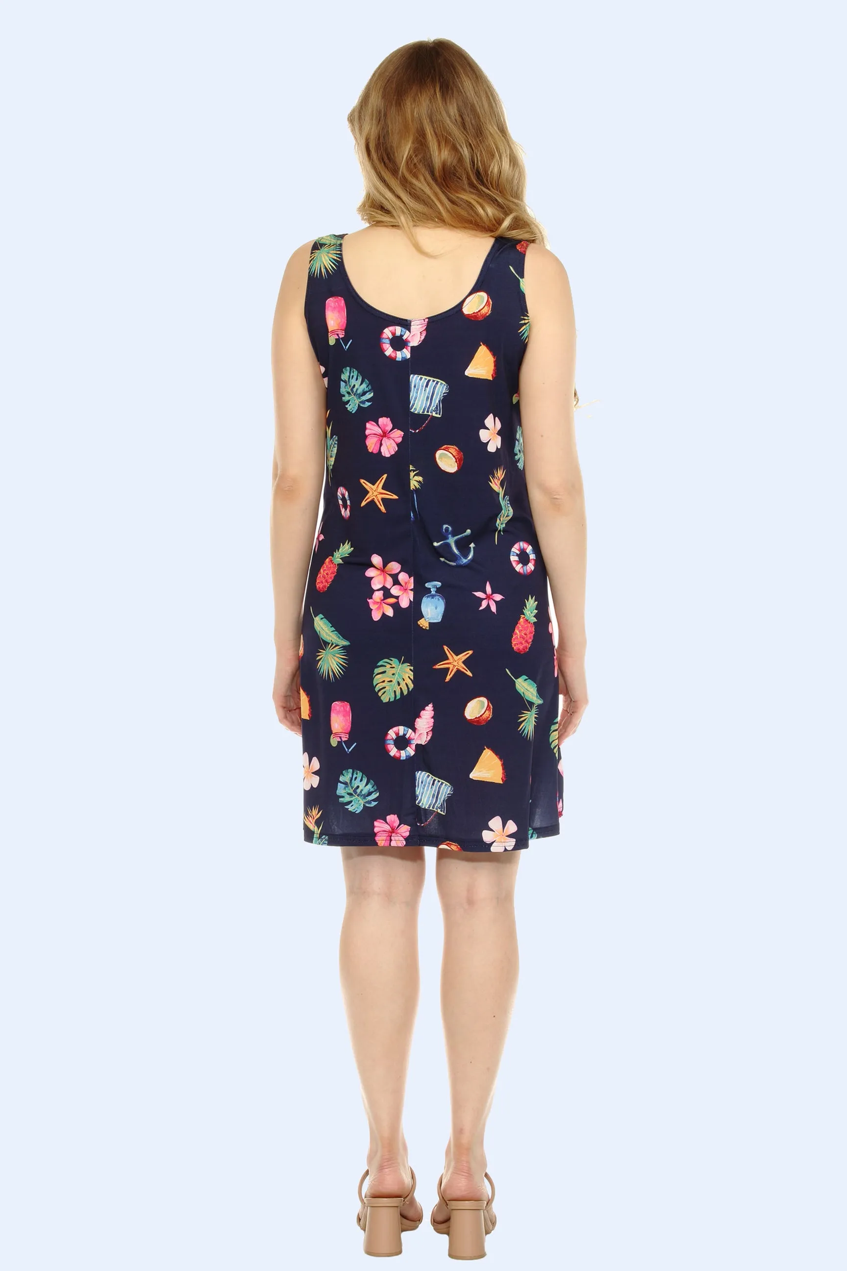 Printed Sleeveless Dress- 7003HT-TRD1-D019