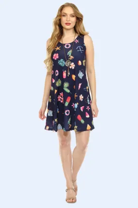 Printed Sleeveless Dress- 7003HT-TRD1-D019