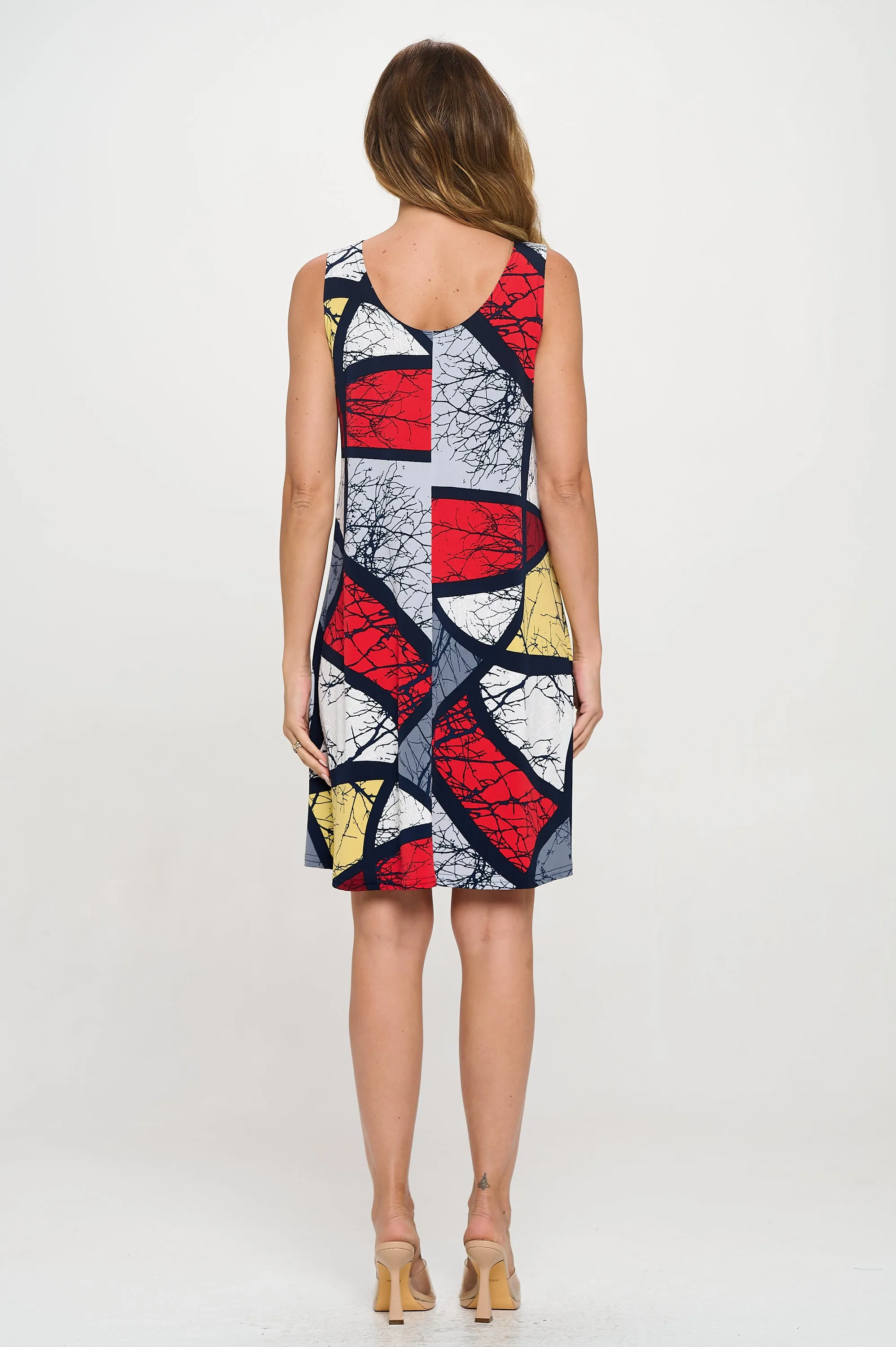Printed Sleeveless Dress- 7003HT-TRP1-W450