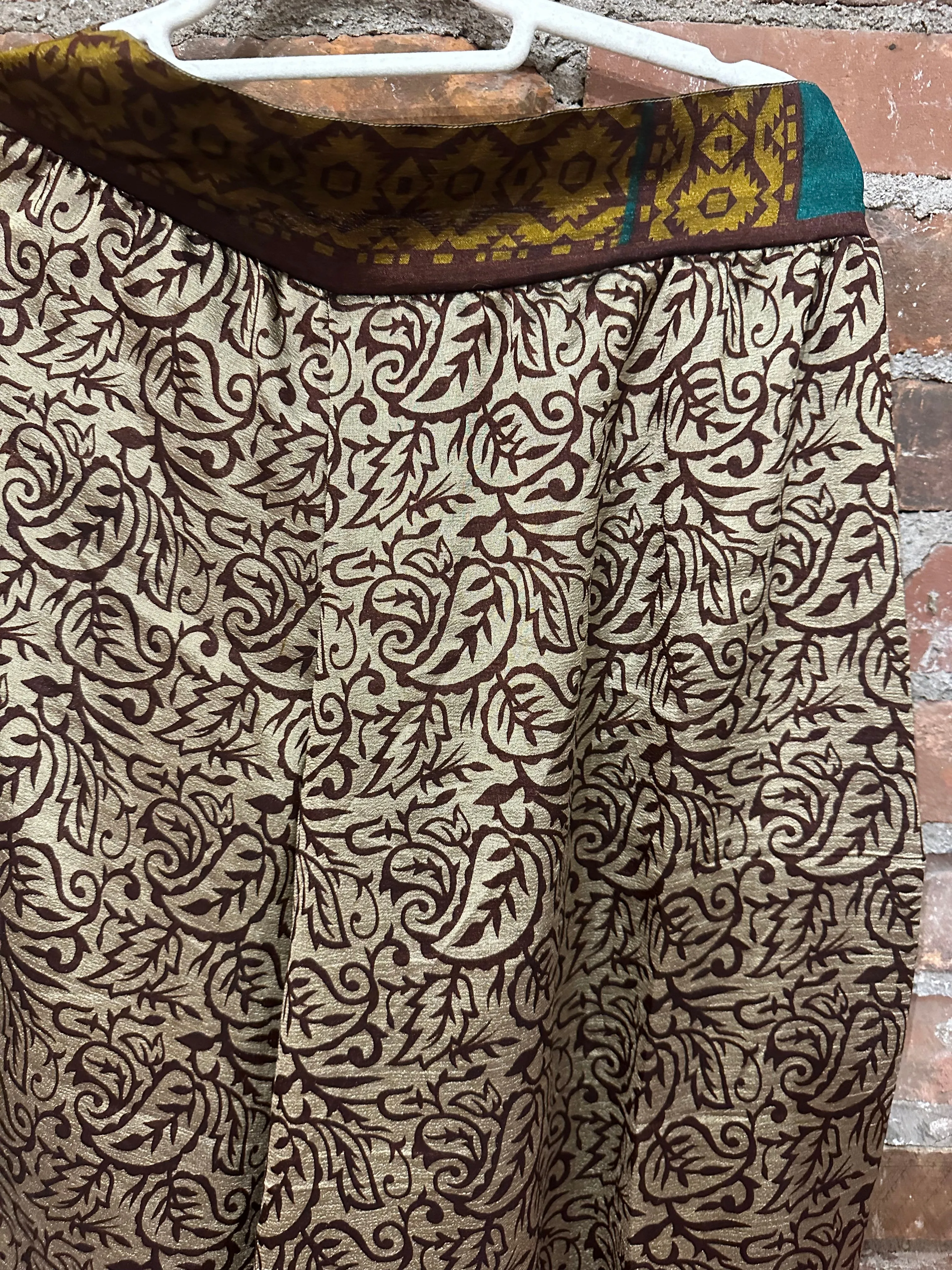 Pure vintage silk wide leg trousers- bronze