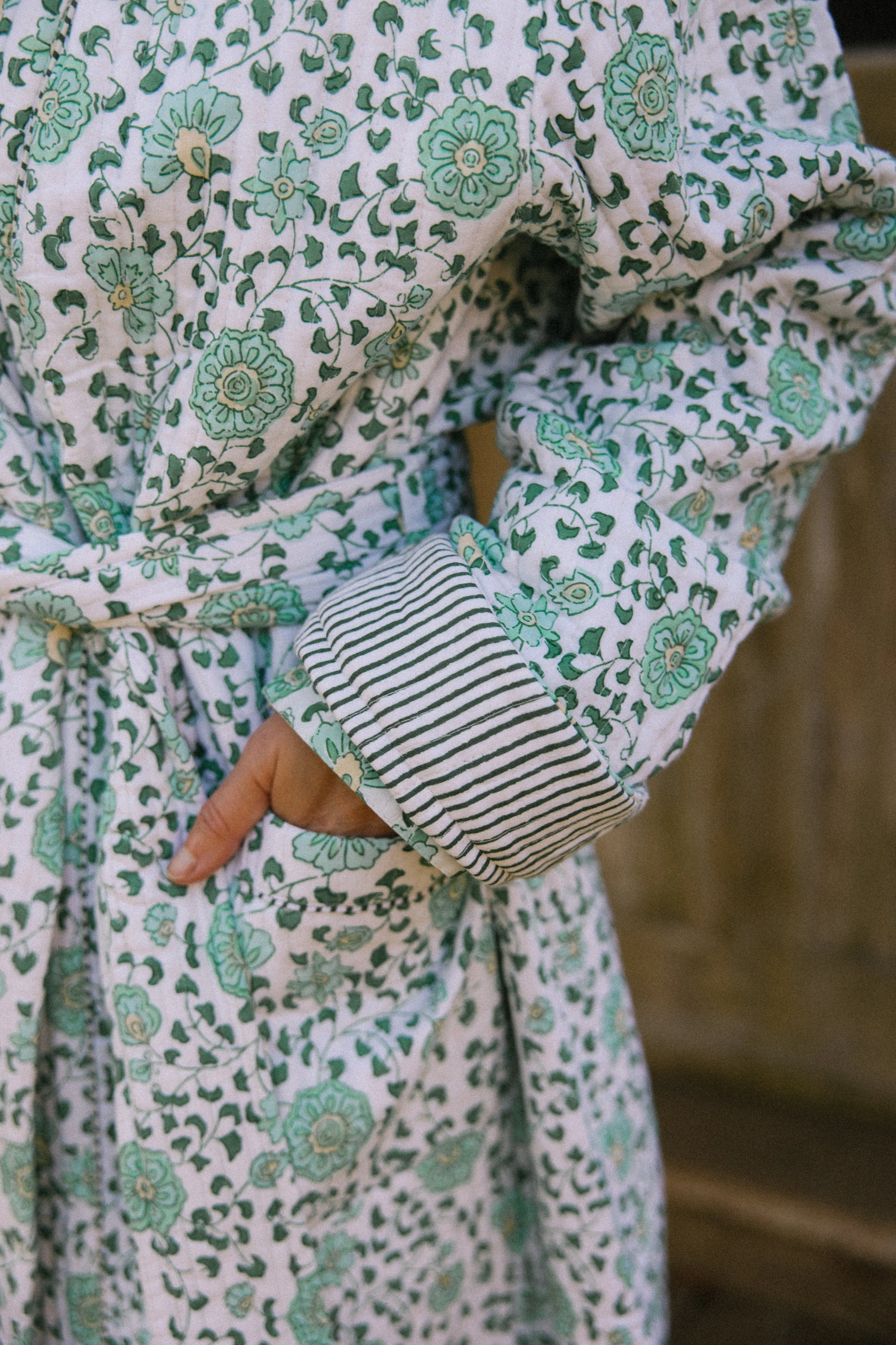 Quilted Dressing Gown - Petala Green