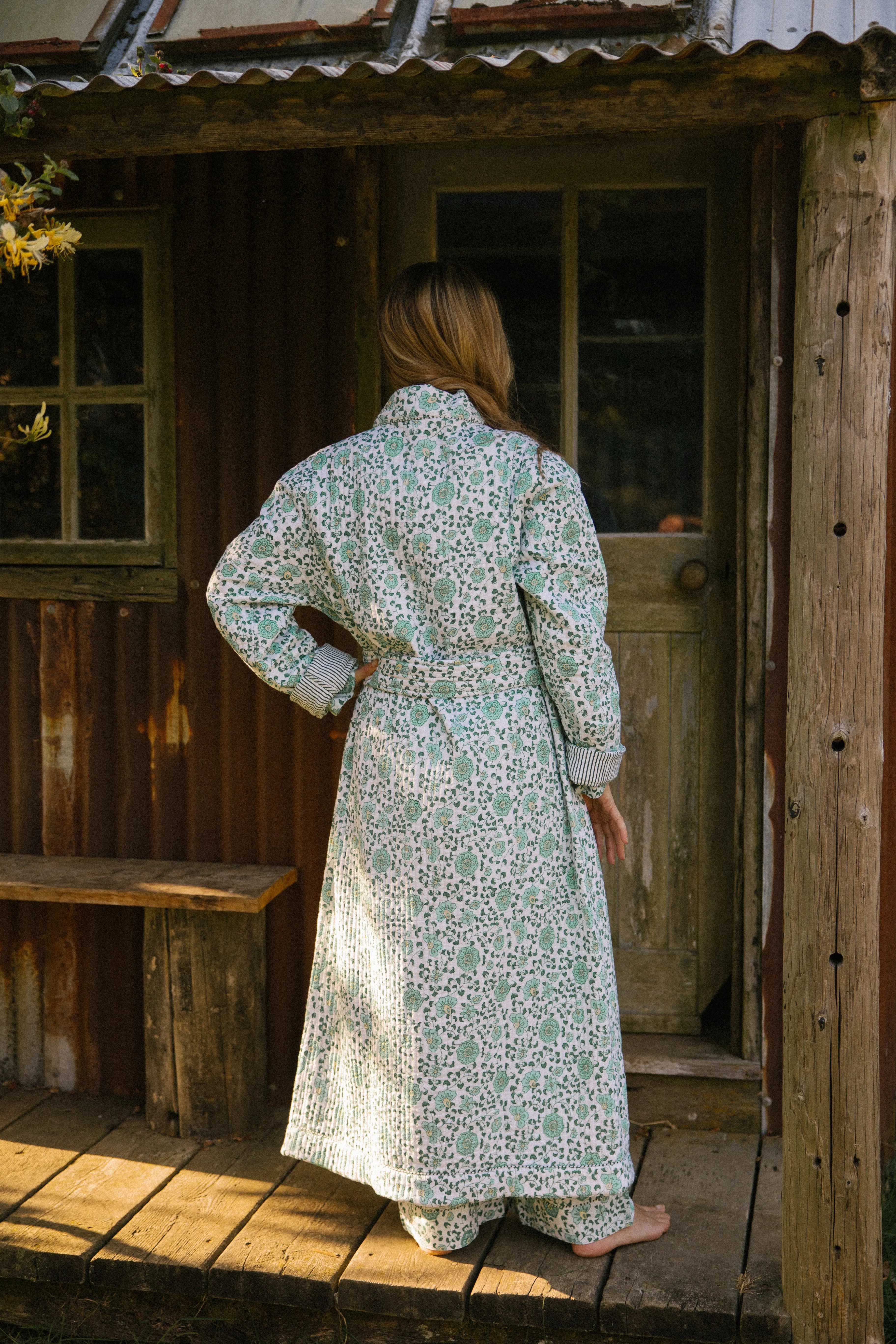 Quilted Dressing Gown - Petala Green