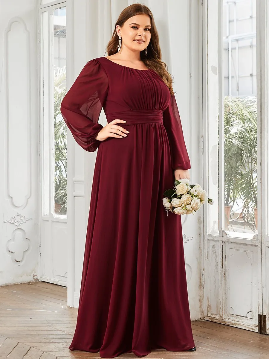 Rachel boat neck full sleeve evening or bridesmaid gown