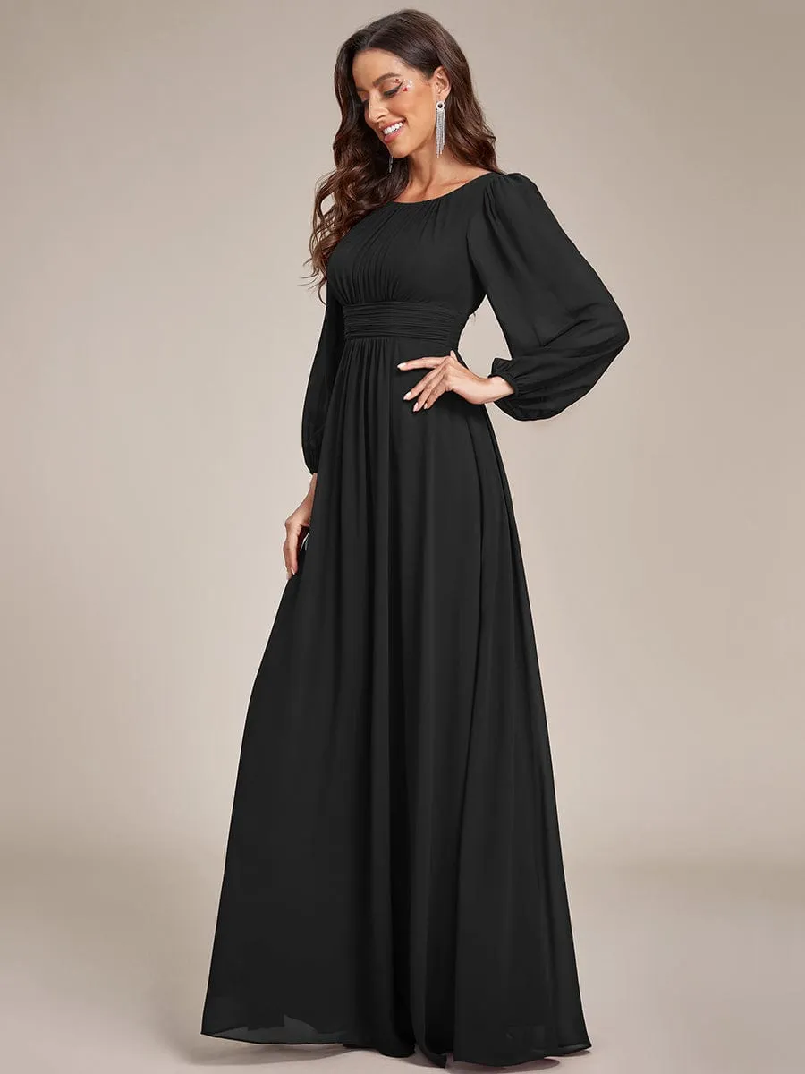 Rachel boat neck full sleeve evening or bridesmaid gown