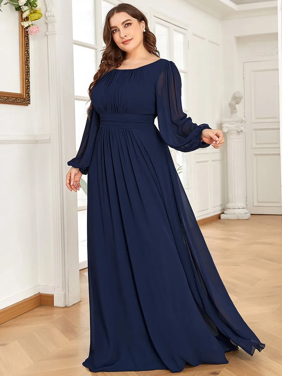 Rachel boat neck full sleeve evening or bridesmaid gown