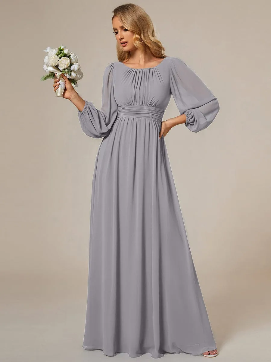 Rachel boat neck full sleeve evening or bridesmaid gown