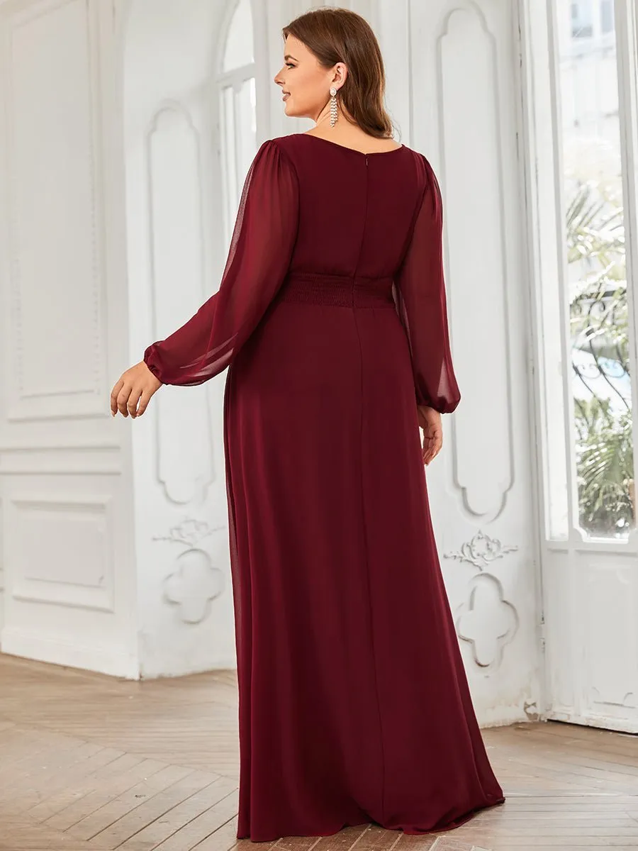 Rachel boat neck full sleeve evening or bridesmaid gown