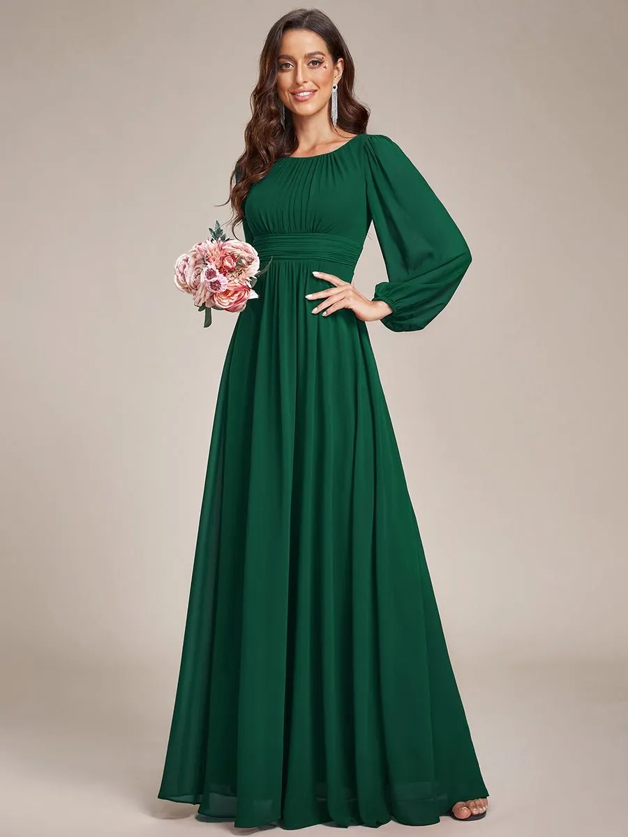 Rachel boat neck full sleeve evening or bridesmaid gown