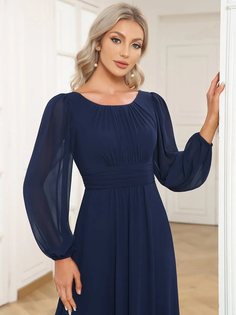 Rachel boat neck full sleeve evening or bridesmaid gown