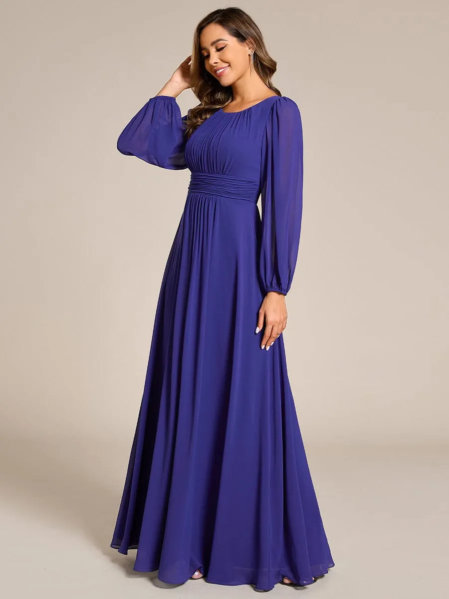 Rachel boat neck full sleeve evening or bridesmaid gown