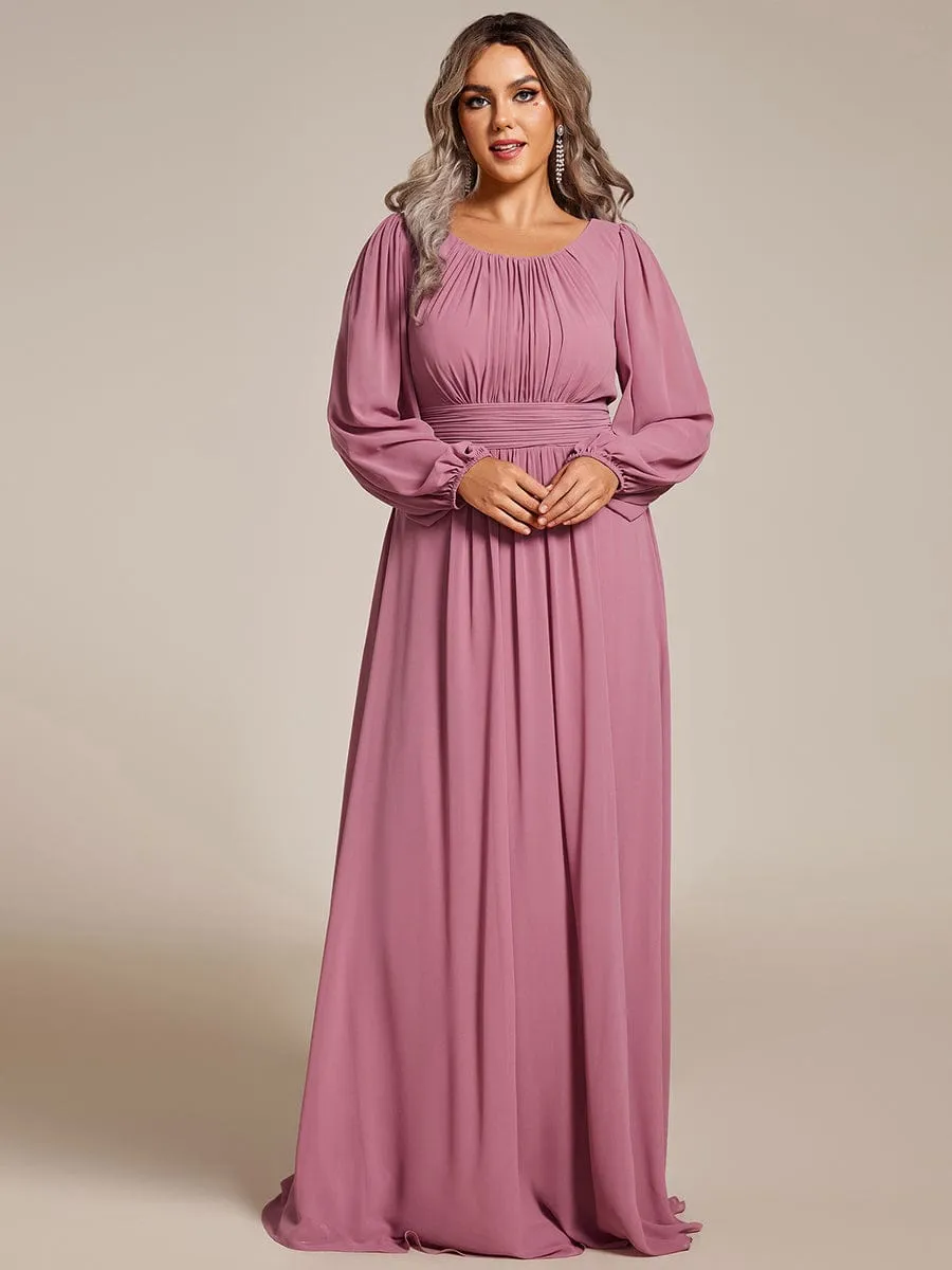 Rachel boat neck full sleeve evening or bridesmaid gown