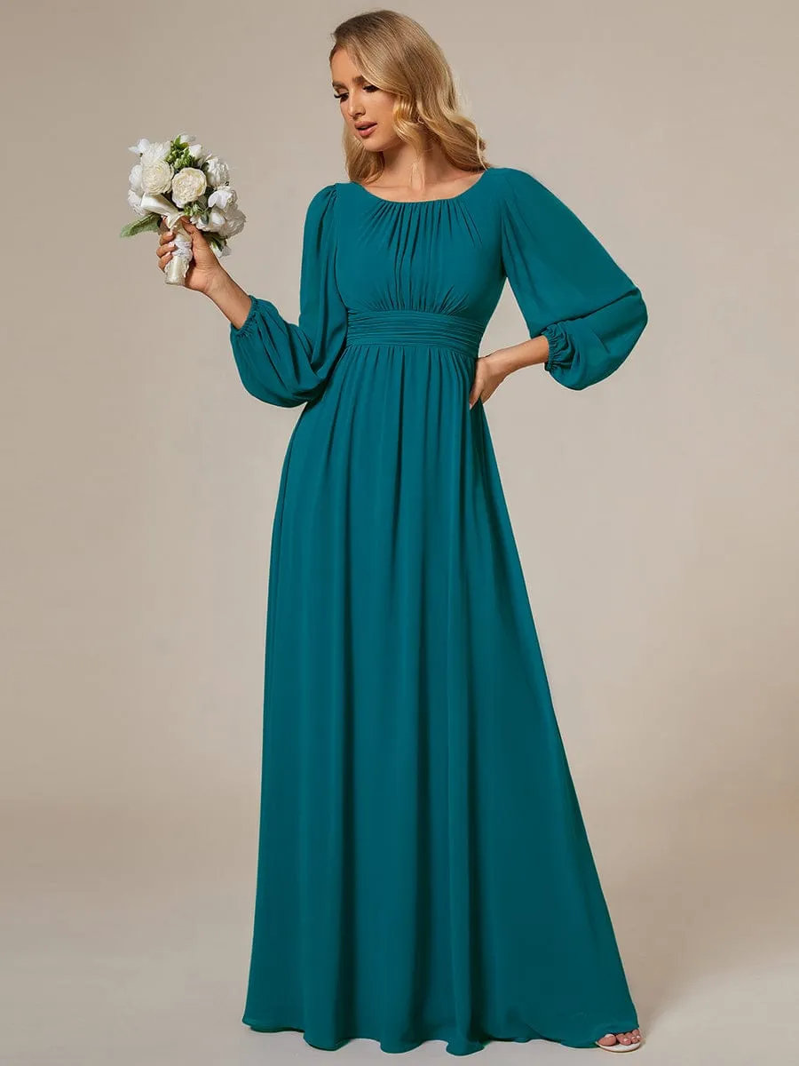 Rachel boat neck full sleeve evening or bridesmaid gown