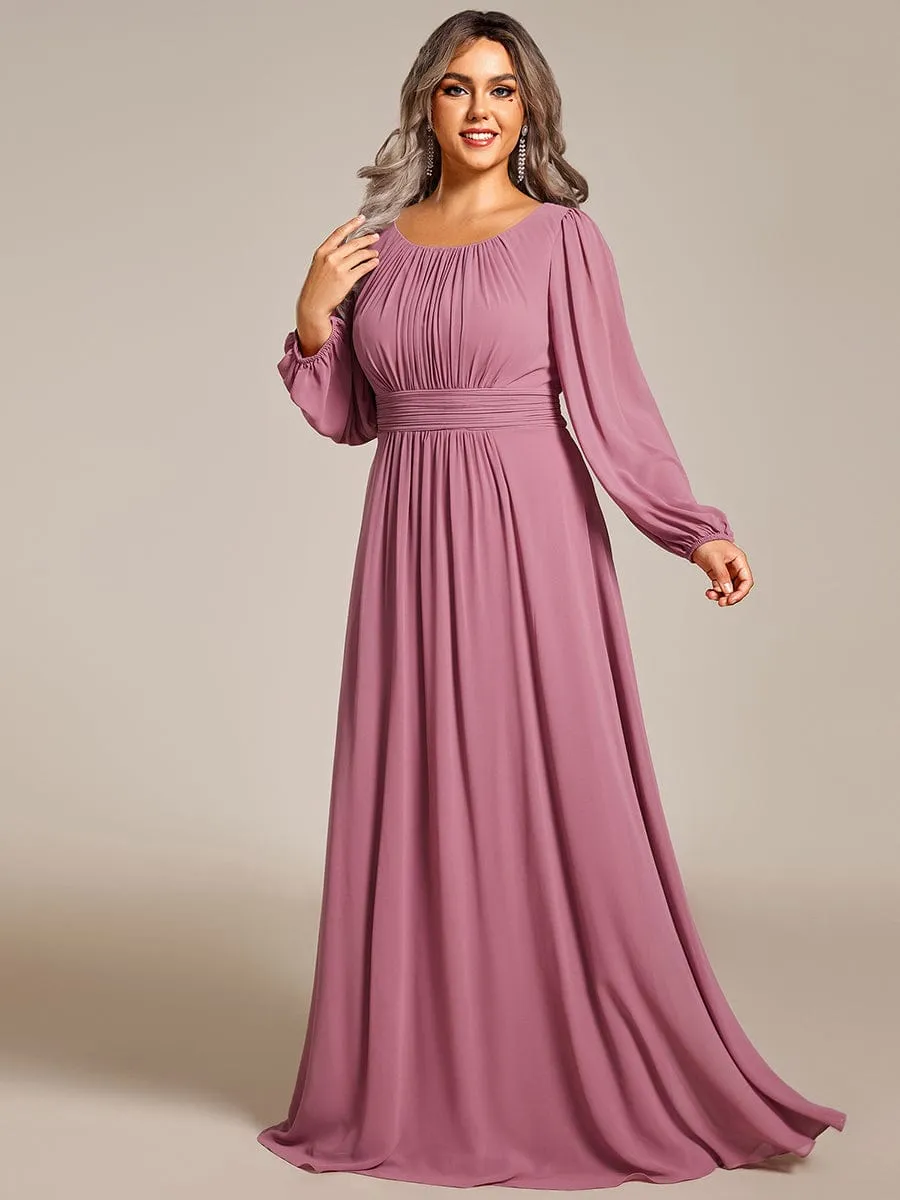 Rachel boat neck full sleeve evening or bridesmaid gown