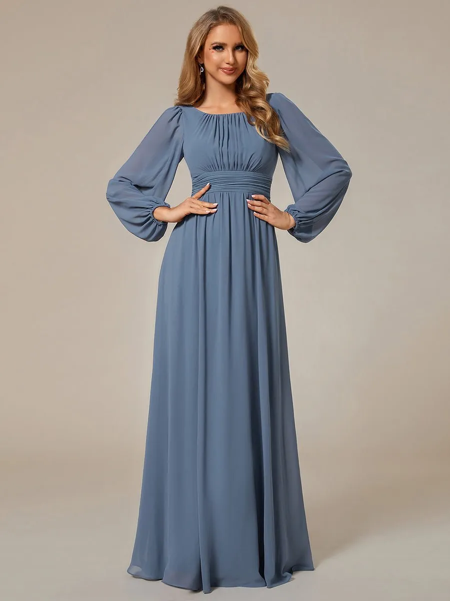 Rachel boat neck full sleeve evening or bridesmaid gown