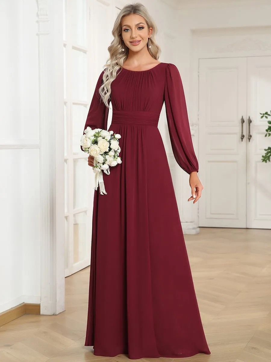Rachel boat neck full sleeve evening or bridesmaid gown