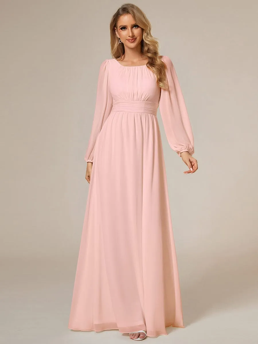 Rachel boat neck full sleeve evening or bridesmaid gown