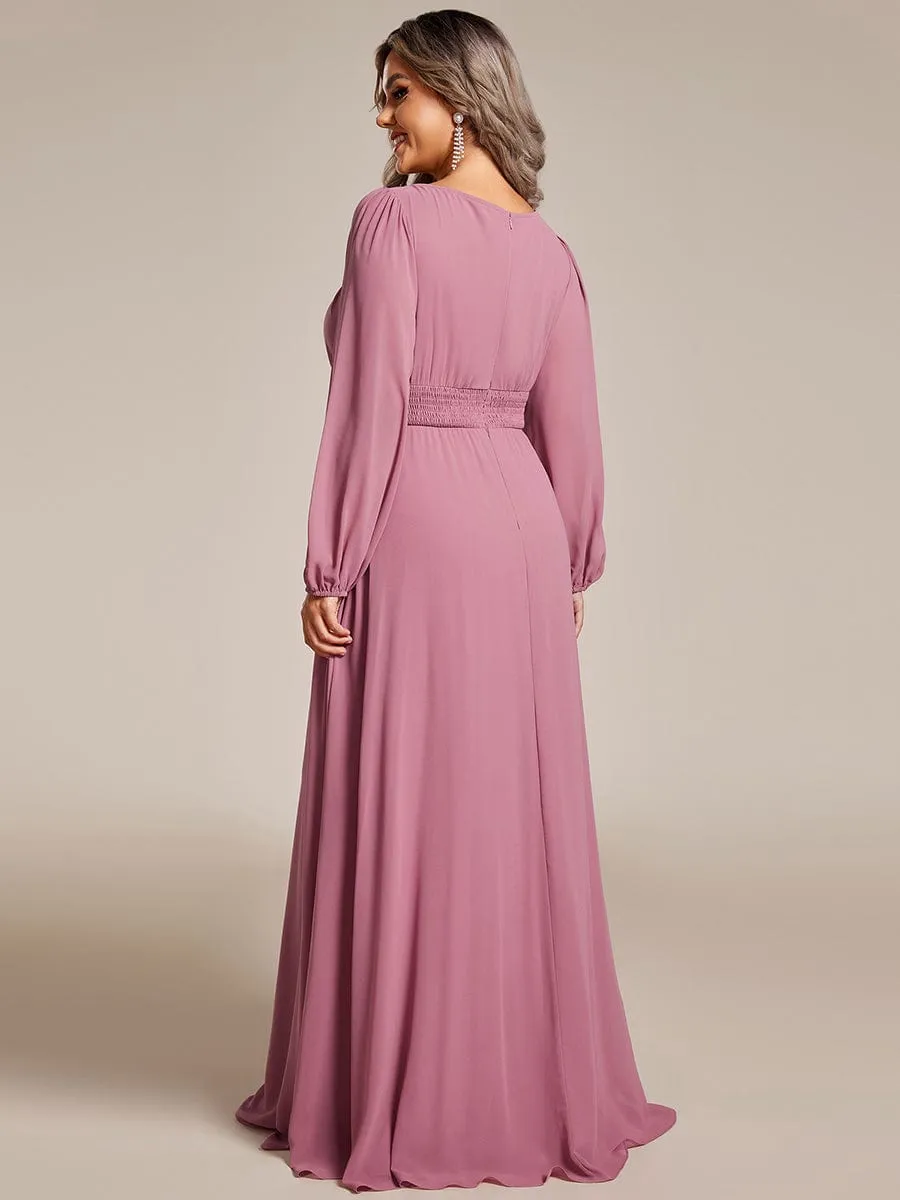 Rachel boat neck full sleeve evening or bridesmaid gown