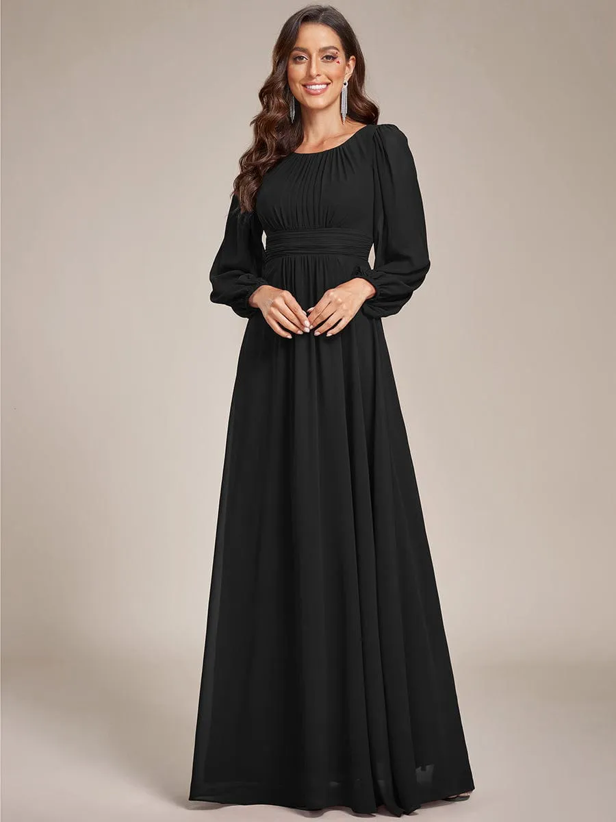Rachel boat neck full sleeve evening or bridesmaid gown