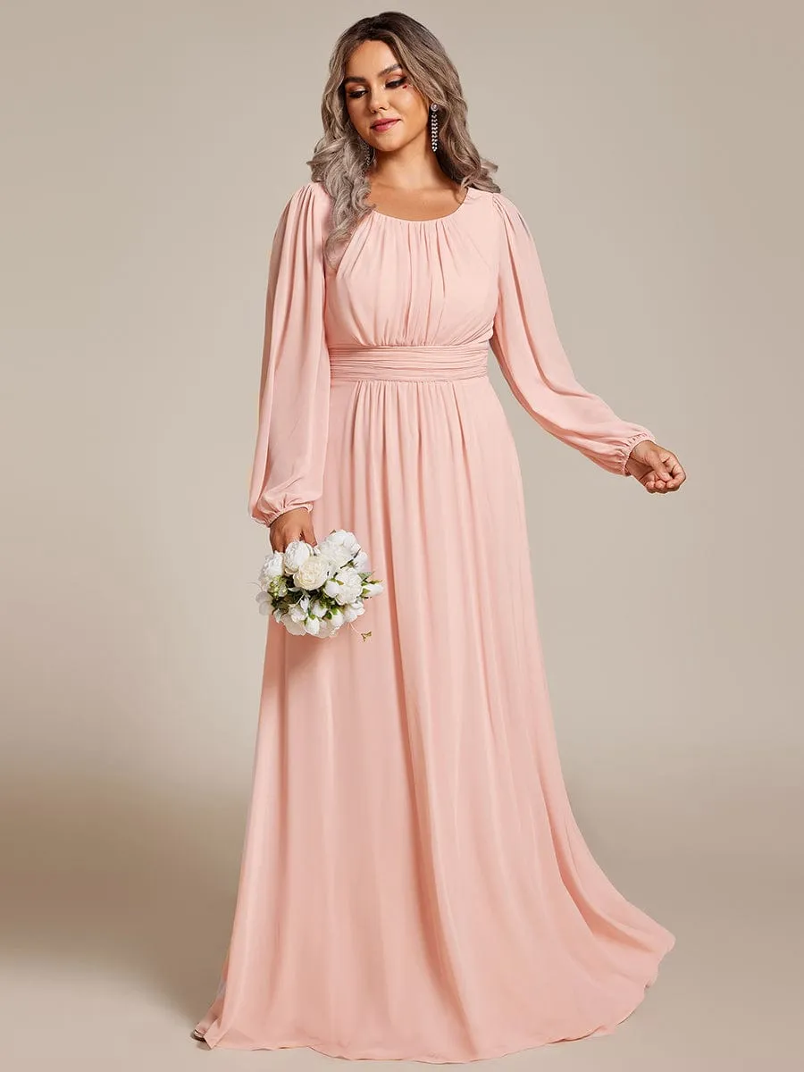 Rachel boat neck full sleeve evening or bridesmaid gown
