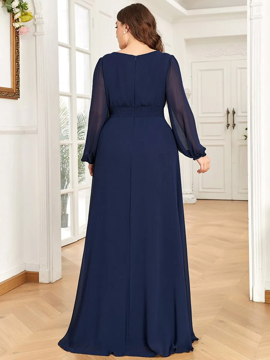 Rachel boat neck full sleeve evening or bridesmaid gown