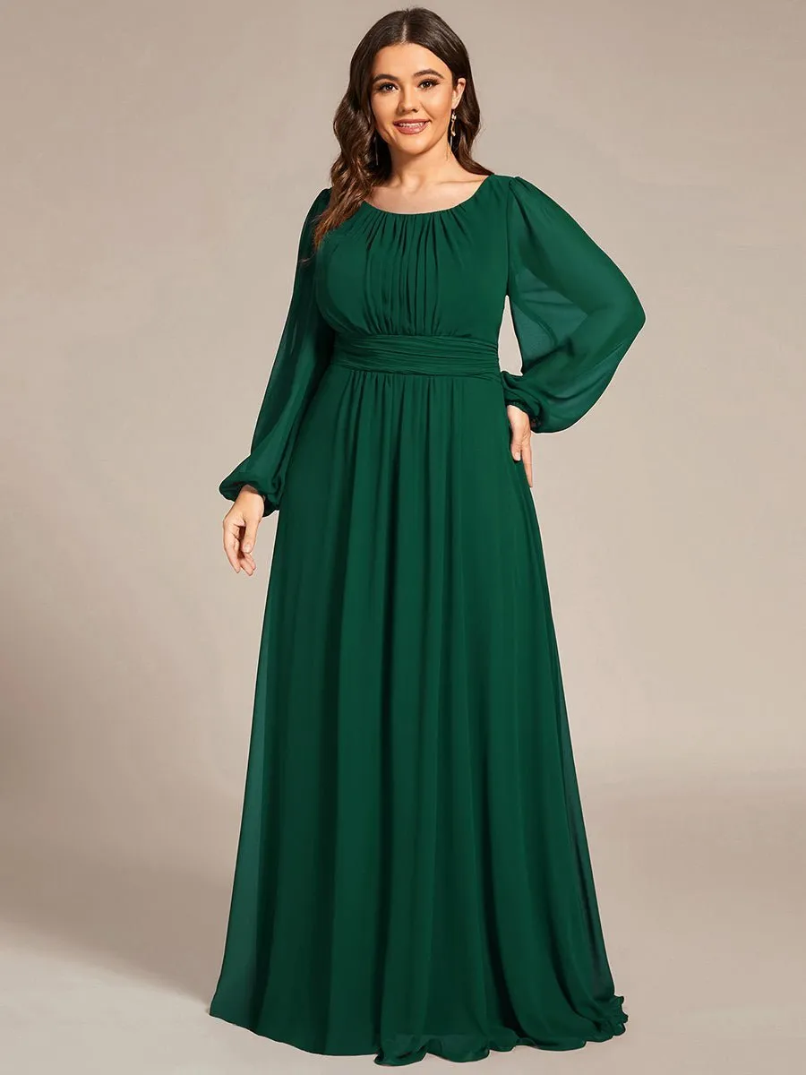 Rachel boat neck full sleeve evening or bridesmaid gown