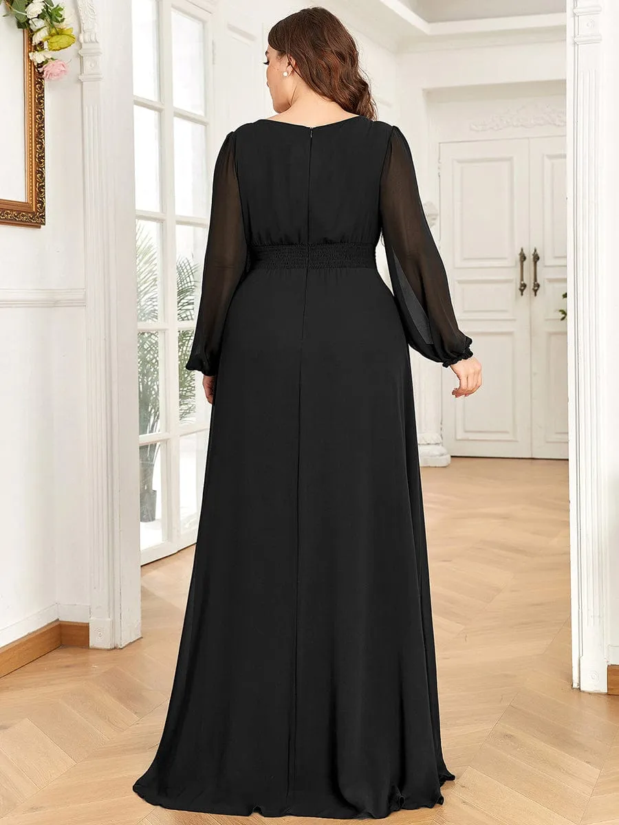 Rachel boat neck full sleeve evening or bridesmaid gown