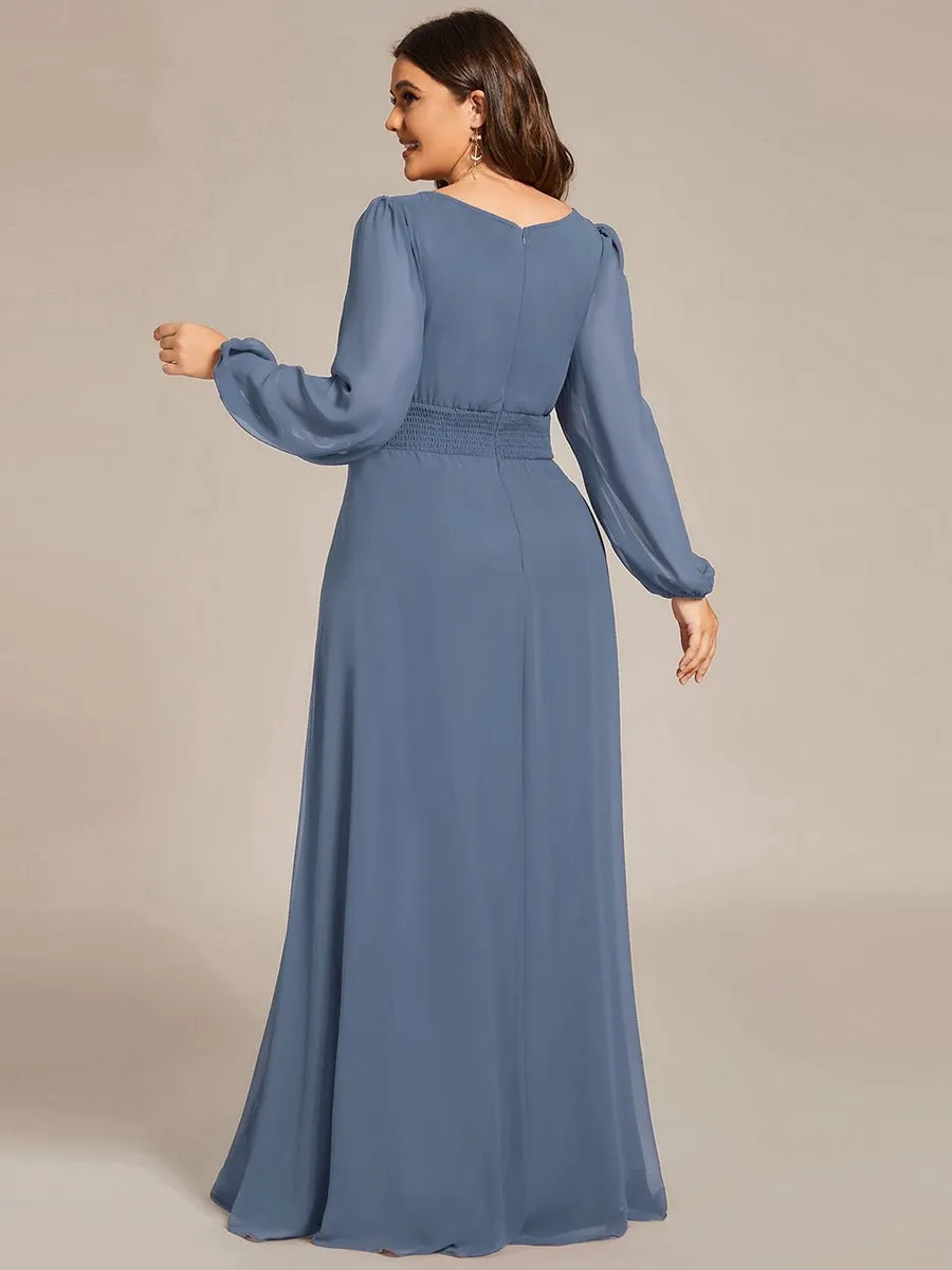 Rachel boat neck full sleeve evening or bridesmaid gown