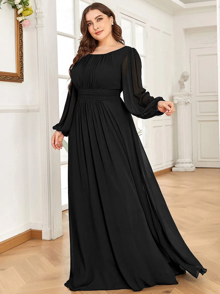 Rachel boat neck full sleeve evening or bridesmaid gown