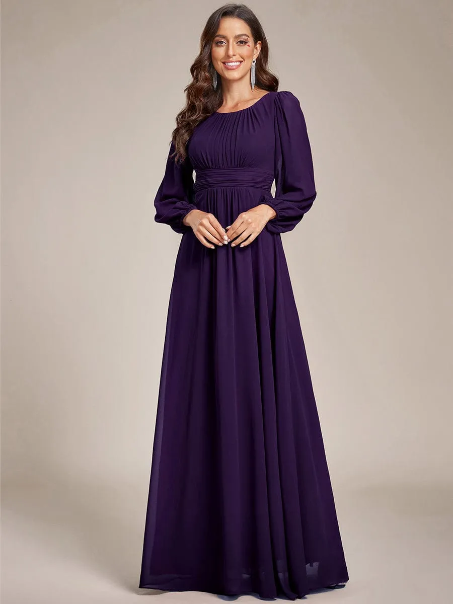 Rachel boat neck full sleeve evening or bridesmaid gown