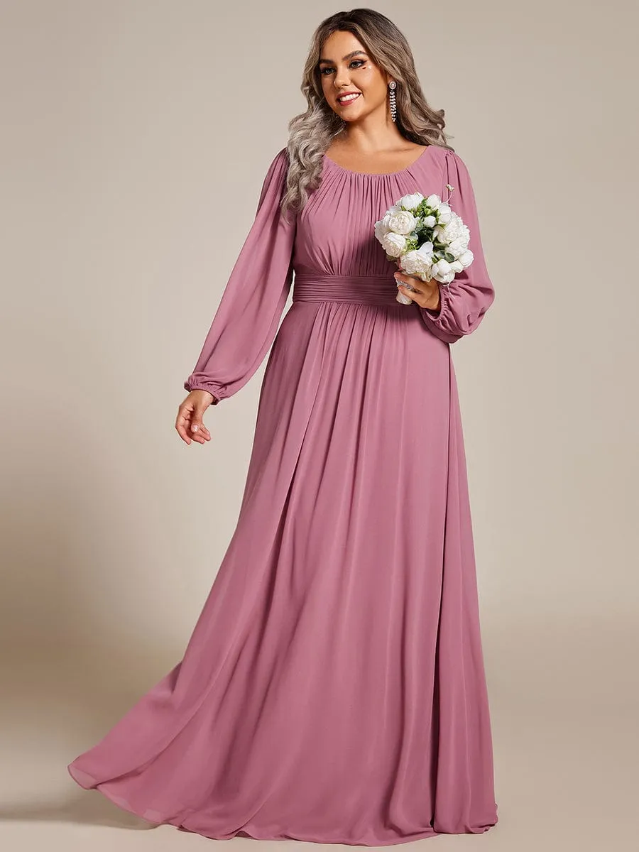 Rachel boat neck full sleeve evening or bridesmaid gown