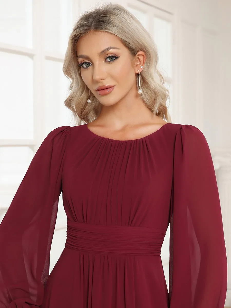 Rachel boat neck full sleeve evening or bridesmaid gown