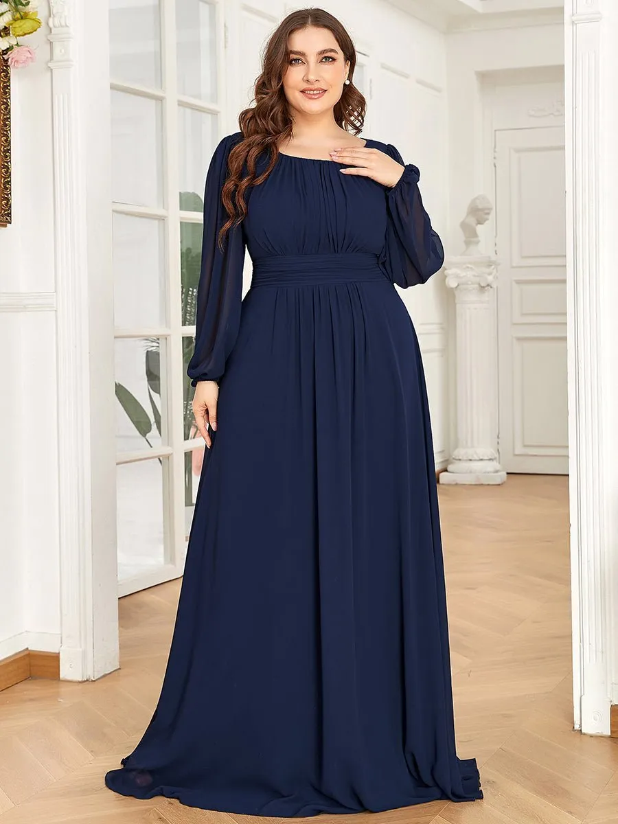 Rachel boat neck full sleeve evening or bridesmaid gown