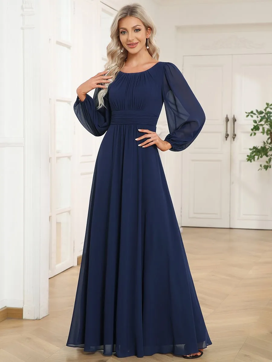 Rachel boat neck full sleeve evening or bridesmaid gown