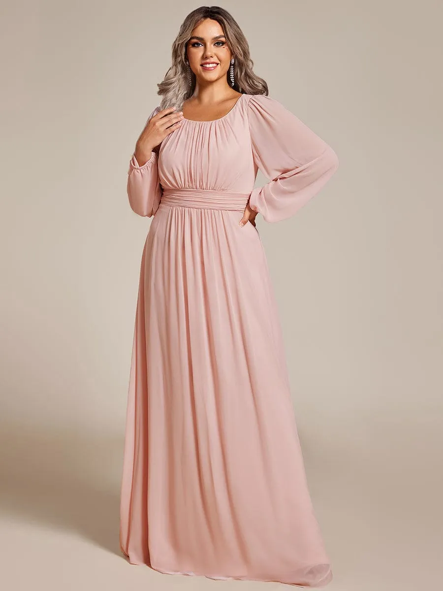 Rachel boat neck full sleeve evening or bridesmaid gown