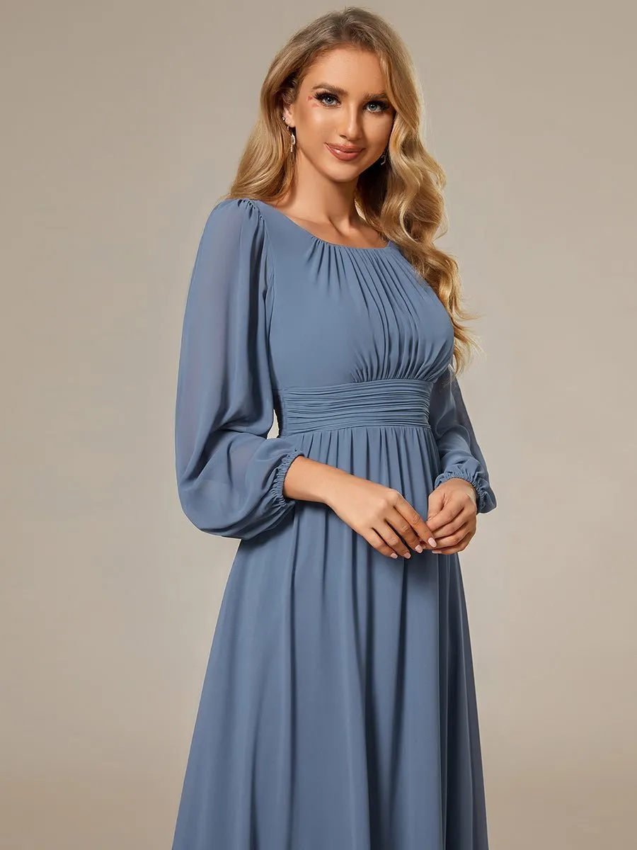 Rachel boat neck full sleeve evening or bridesmaid gown